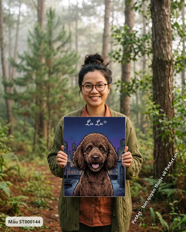 Tranh phong cách truyện tranh · Poodle nâu