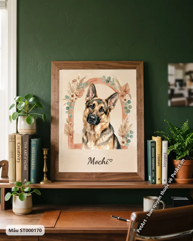 Chó Becgie Boho, tranh hoa lá · góc khác