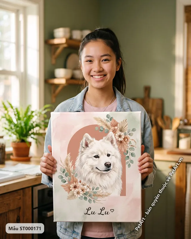 Chó Samoyed Boho, tranh hoa lá · góc khác