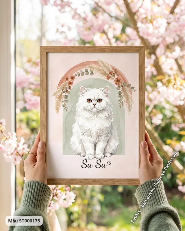 Mèo Ba Tư Boho, tranh hoa lá · góc khác